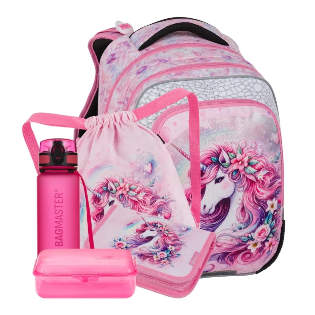 Kép Bagmaster BETA 26 B velký školní set pro prvňáčky – jednorožec Růžová 23 l