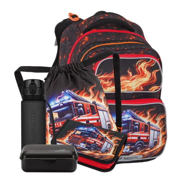Kép Bagmaster DOPI 26 B velký školní set pro prvňáčky – hasiči Černá 23 l