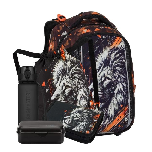 Kép Bagmaster VEGA 26 A velký školní set pro prvňáčky – lev Oranžová 22 l