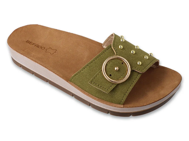 Kép BEFADO 158D271 INBLU dámské kožené pantofle khaki