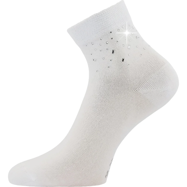 Kép LONKA Ponožky dámské elegantní FLITANA 03 s kamínky BÍLÉ (3 páry)