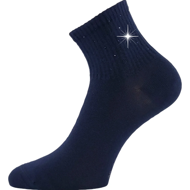 Kép LONKA Ponožky dámské elegantní FLITANA 04 s kamínky TMAVĚ MODRÉ (3 páry)