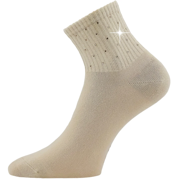 Kép LONKA Ponožky dámské elegantní FLITANA 04 s kamínky BÉŽOVÉ (3 páry)
