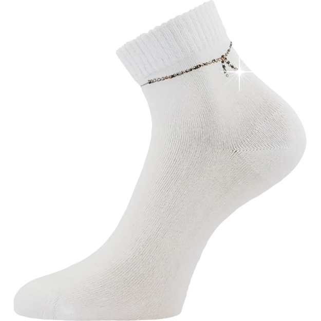 Kép LONKA Ponožky dámské elegantní FLITANA 05 s kamínky BÍLÉ (3 páry)