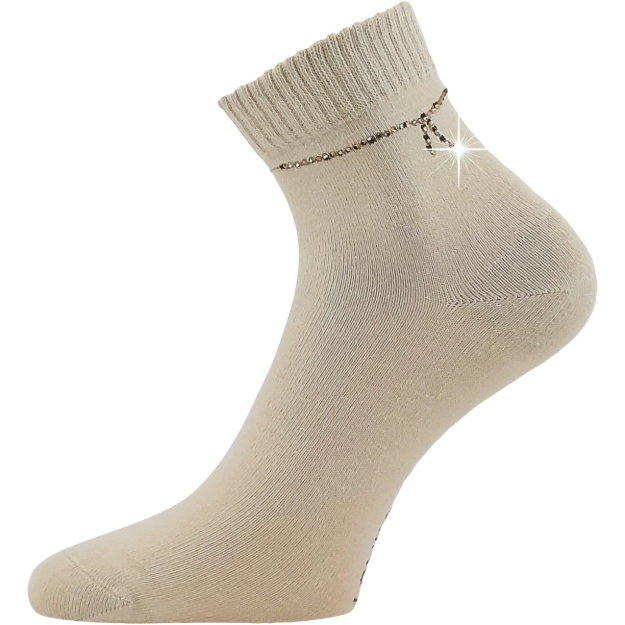 Kép LONKA Ponožky dámské elegantní FLITANA 05 s kamínky BÉŽOVÉ (3 páry)