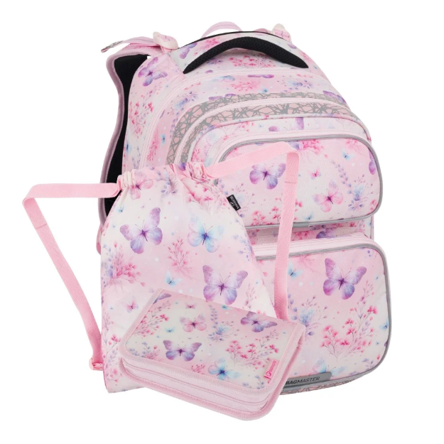 Kép Bagmaster DOPI 25 A malý školní set pro prvňáčky – motýlci Růžová 23 l