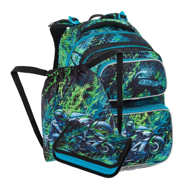 Kép Bagmaster DOPI 25 B malý školní set pro prvňáčky – motorka Modrá 23 l
