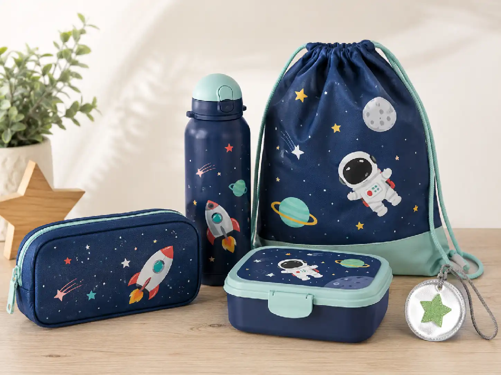 Tolltartó, kulacs, uzsonnás doboz és tornazsák az iskolatáskához