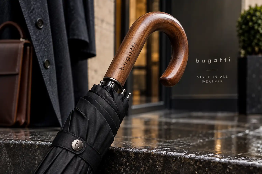 Luxus Bugatti Doorman férfi botesernyő fa fogantyúval