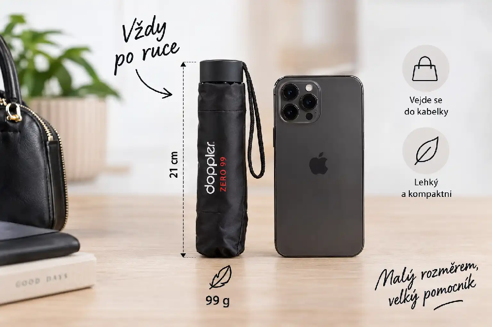 Doppler Zero 99 összecsukható manuális esernyő 99 grammos tömeggel