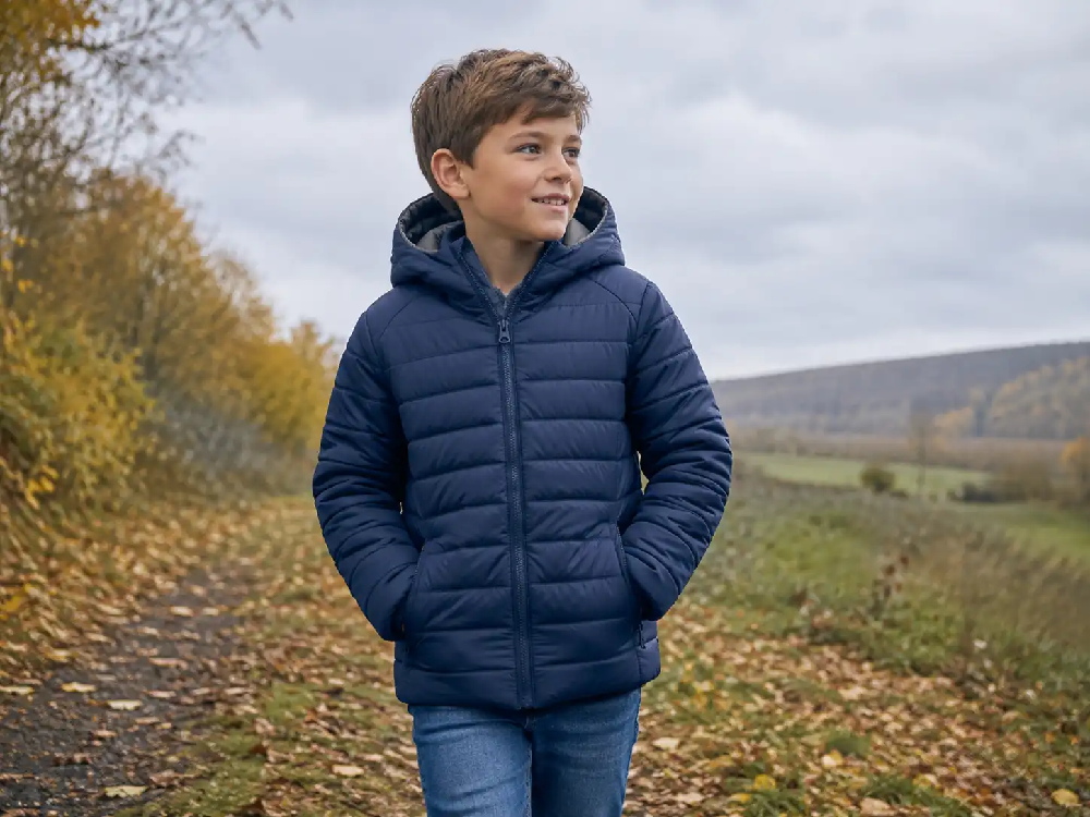 Kapucnis CRV steppelt gyermek kabát őszre és télre