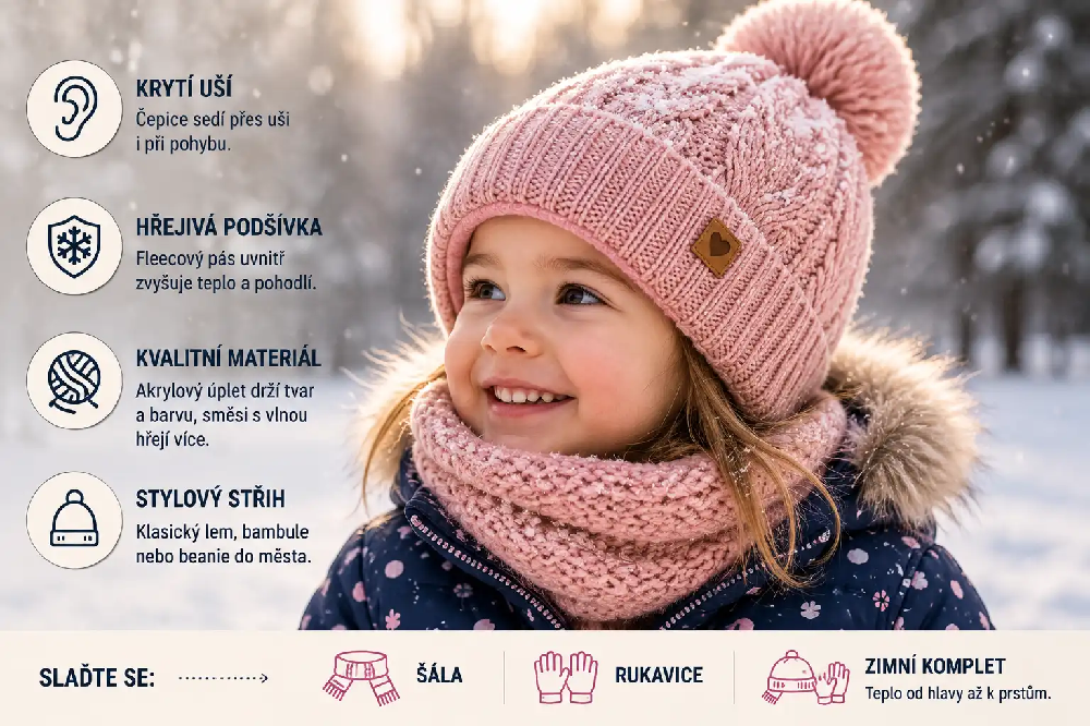 Bélelt gyermek téli kötött sapka